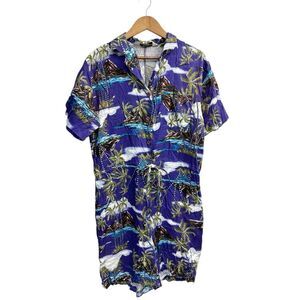 Vintage DVF Diane von Furstenberg Tropical Romper Y2K Hawaiian Print Size 12